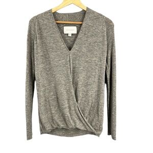Brochu Walker Merino Wool‎ Draped Wrap Sweater Gray Long Sleeve Size Small